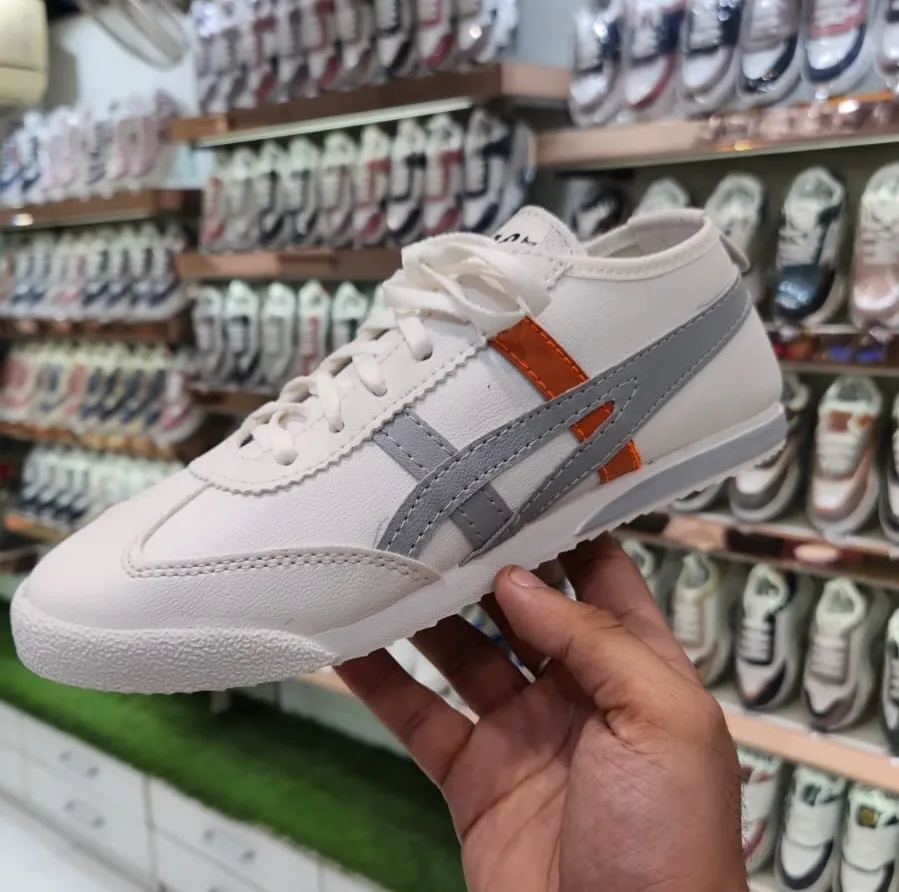 Classic Sport Sneakers – White, Gery & Orange (6)